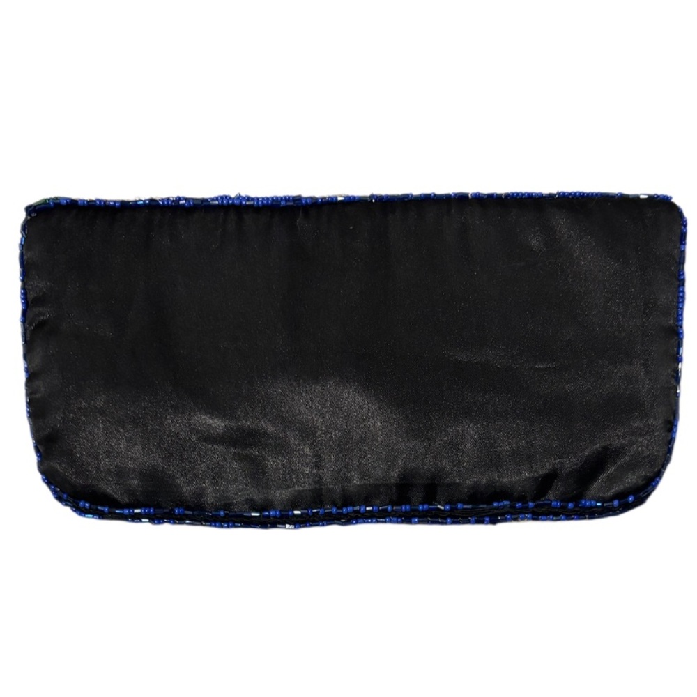 Vintage Beaded Clutch Crossbody Purse Formal Bag Blue Green Metallic Silver - Picture 6 of 16